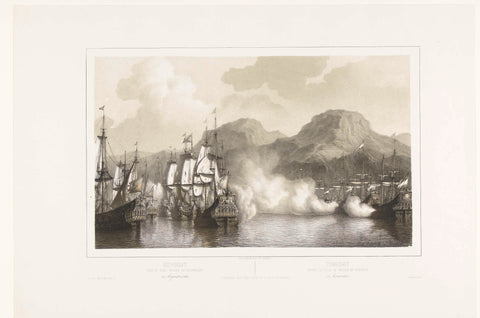 Zeeslag bij Bergen, 1665, Petrus Johannes Schotel, 1848 - 1855 Canvas Print