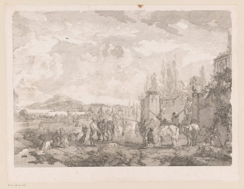 Hunting party for a villa, Jean Moyreau, c. 1733 - 1762 Canvas Print