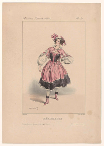 Nouveaux Travestissemens, 1830, No. 30 : Béarnaise, Paul Gavarni, 1830 Canvas Print