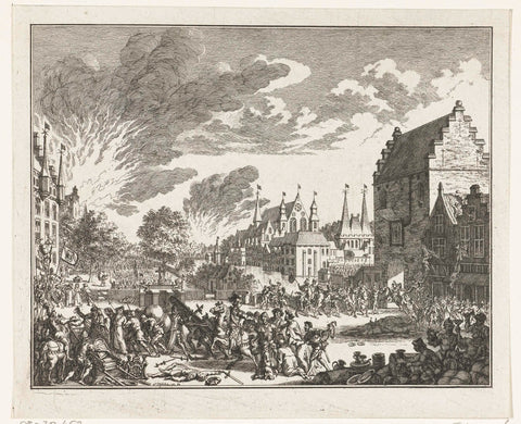 The Hague looted by Maarten van Rossum, 1528, Simon Fokke, 1750 Canvas Print