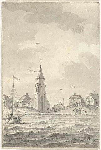 Extremely high water level near Scheveningen, December 1790, Jacobus Buys, 1790 - 1801 Canvas Print