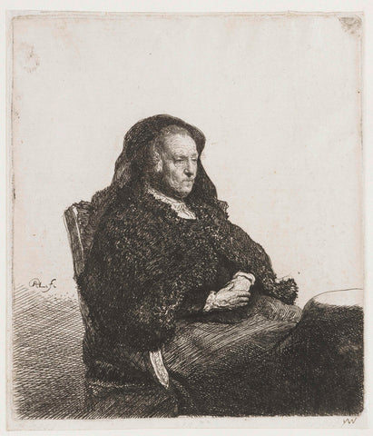 Rembrandt’s Mother Seated at a Table, Rembrandt van Rijn, c. 1631 Canvas Print