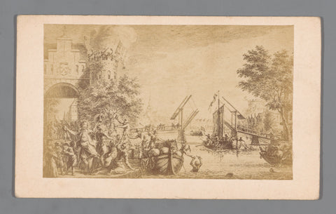 Photo reproduction of an engraving of the dismay of Leiden on October 3, 1574, anonymous, 1850 - 1900 Canvas Print