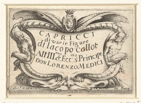 Title print for print series 'Diverse figuren en voorstellingen' / 'Capricci di varie Figure di Jacopo Callot', Jacques Callot, 1621 Canvas Print