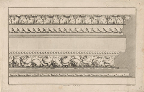 List of acanthus leaves and roses, Berthault, , 1784 - 1785 Canvas Print