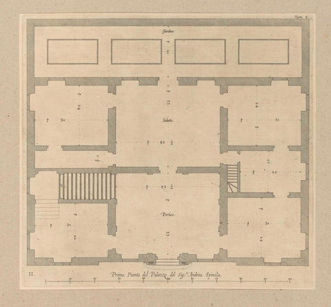 Plan of the ground floor of the Palazzo Gambaro in Genoa, Nicolaes Ryckmans, 1622 Canvas Print