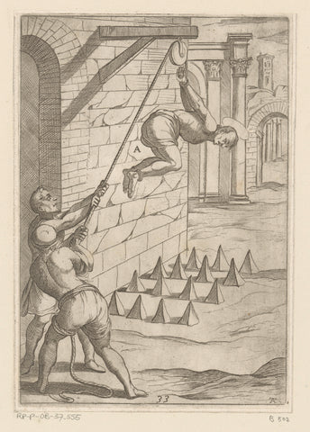 Torture: dropping at sharp points, Antonio Tempesta, 1565 - 1630 Canvas Print