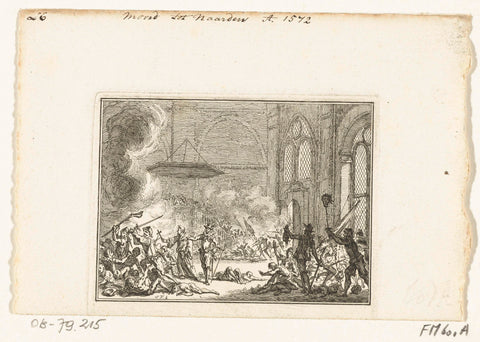 Murder in a church in Naarden, 1572, Simon Fokke, 1782 - 1784 Canvas Print