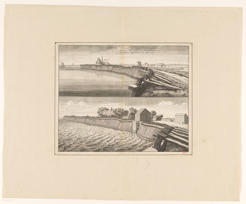 Two faces on seawall east of Muiden, 1703, anonymous, 1703 Canvas Print