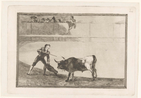 Pedro Romera Martínez kills a bull, Francisco de Goya, 1811 - 1816 Canvas Print