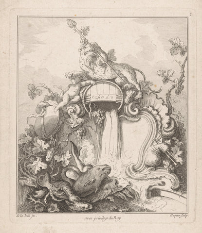 Fountain with panther, Gabriel Huquier, 1705 - 1761 Canvas Print