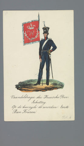 Standard bearer of the Friessche Prov: Schutterij. On the reverse the words: Eerste Ban Friezen, Albertus Verhoesen (attributed to), 1835 - 1850 Canvas Print