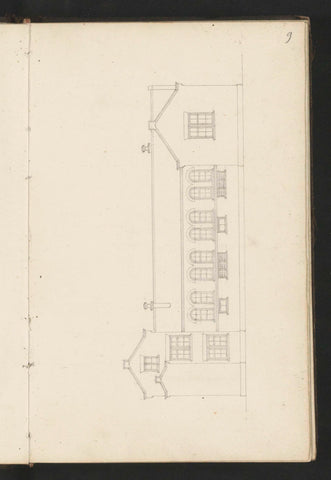 Opstand van de gevel van een gebouw met rondboogvensters, Willem Springer jr., c. 1864 Canvas Print