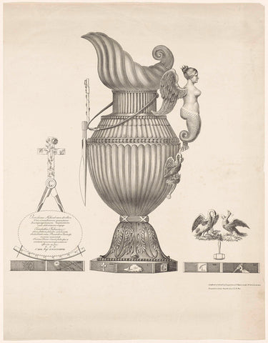 Silver vase donated by Freemasons of Alkmaar to their chairman, 1828, Desguerrois & Co., 1828 Canvas Print