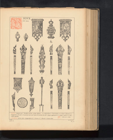 Reproduction of a collection of jewellery designs by Theodor de Bry, anonymous, c. 1875 - in or before 1880 Canvas Print