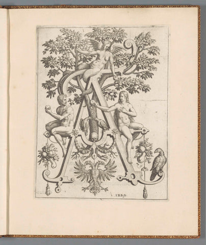 Letter A with Adam and Eve, Johann Theodor de Bry, 1595 Canvas Print