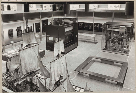 Room seen from above with a part of a ship model on the left, 1972 Canvas Print