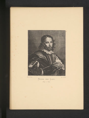 Reproduction of an engraving of a portrait of Peter van Lint by Pieter de Jode (II), Joseph Maes, c. 1872 - in or before 1877 Canvas Print