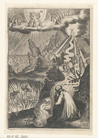 Emblem with man who considers which way he will walk in life, Boetius Adamsz. Bolswert, 1649 Canvas Print