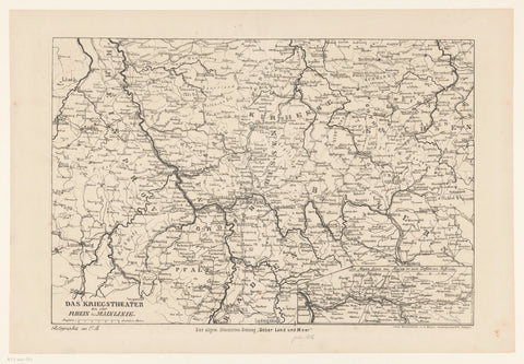 Map of the battle theatre between Rhine and Main, 1866, A. Mayer, 1866 Canvas Print