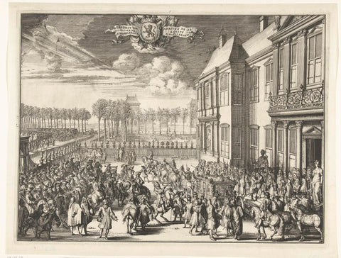 Arrival of William III at Honselaarsdijk Palace, 1691, Romeyn de Hooghe, 1691 Canvas Print