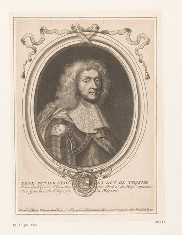 Portrait of René Potier de Tresmes, Nicolas de Larmessin (I), 1642- 1678 Canvas Print