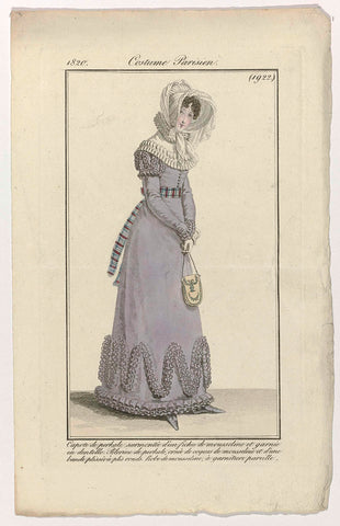 Journal des Dames et des Modes, Costume Parisien, 20 août 1820, (1922): Capote de perkal (...), anonymous, 1820 Canvas Print