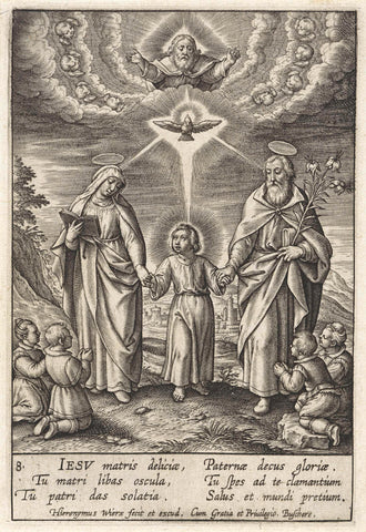 Earthly and heavenly Trinity, Hieronymus Wierix, 1563 - before 1619 Canvas Print