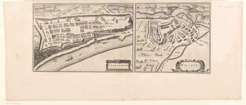 View of Dinant and map of Walcourt and fort Charlemont, anonymous, 1652 Canvas Print