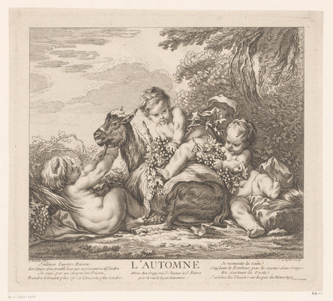 Personification of autumn, Claude Augustin Duflos, 1710 - 1786 Canvas Print