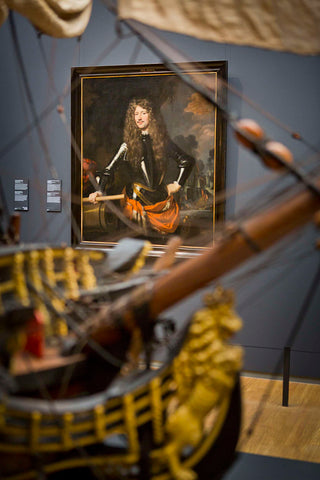 Detail ship model William Rex, in the background portrait of Cornelis Evertsen (1642-1706). Lieutenant-admiral of Zeeland, 2013 Canvas Print