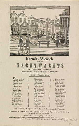 Kermisprent van de Amsterdamse nachtwacht voor het jaar 1846, anonymous, 1846 Canvas Print