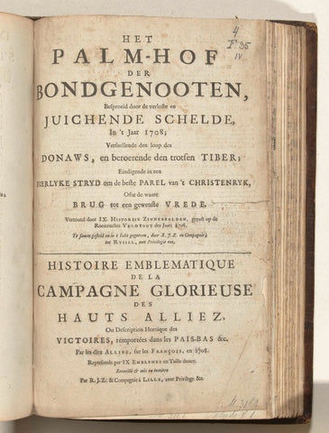 Title page for: Het Palmhof der Allgenooten, 1708, Carel Allard, 1708 Canvas Print