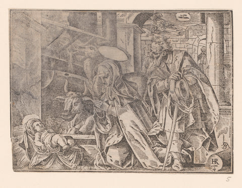 Birth of Christ, Monogrammist HR (woodcarver), Tobias Stimmer, 1580 - 1630 Canvas Print