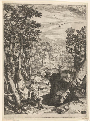 Landschap met het visioen van Eustachius, Cornelis Cort, 1573 Canvas Print