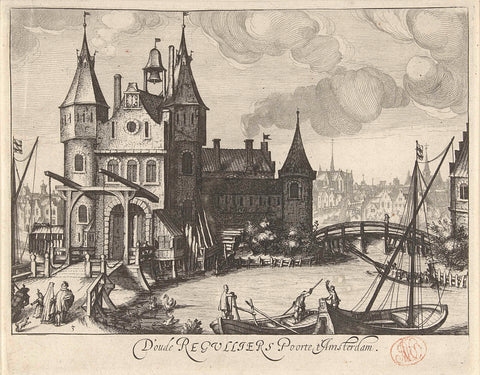 View of the Eerste Regulierspoort in Amsterdam, Simon Frisius, 1601 - 1648 Canvas Print