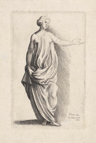 Standing woman in classical robe, Wenceslaus Hollar, 1645 Canvas Print