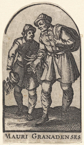 Two men with luggage, Claes Jansz. Visscher (II), 1596 - 1630 Canvas Print