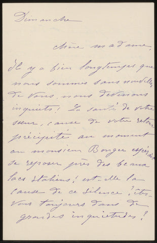 Letter to Anne Marie Louise van der Linden, Camille Redon, in or before 1906 Canvas Print