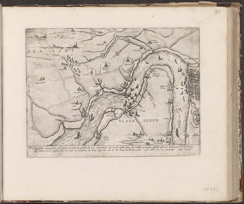 Map of the fortifications along the Scheldt, 1584, Frans Hogenberg, 1587 - c. 1591 Canvas Print