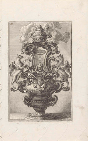 Incense burner with two griffins and a coat of arms, Maximilian Joseph Limpach, 1714 Canvas Print