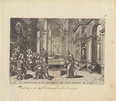 Twelve-year-old Christ in the temple, Luke of Doetechum, 1585 Canvas Print