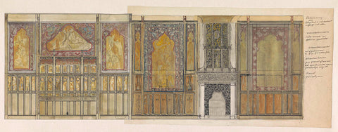 Design for a wall covering and mantelpiece, Carel Adolph Lion Cachet, 1874 - 1945 Canvas Print