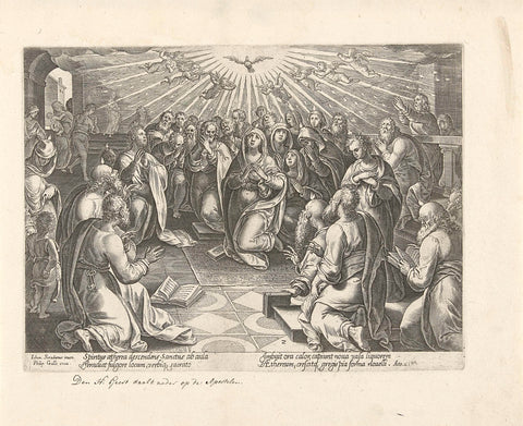 Outpouring of the Holy Spirit, Philips Galle, 1582 Canvas Print