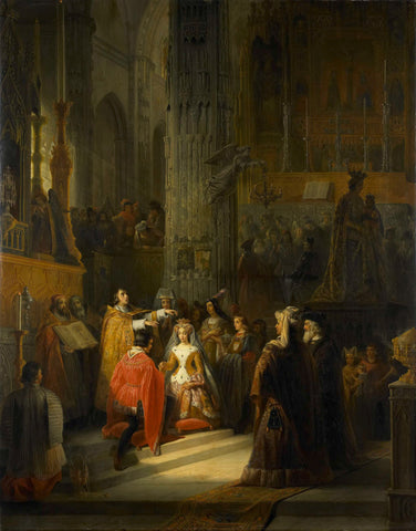 The Wedding of Jacoba of Bavaria, Countess of Holland, and Jan IV, Duke of Brabant, 10 March 1418, Jacob Joseph Eeckhout, 1839 Canvas Print