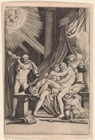 Mars and Venus surprised by Vulcan, Jan van de Velde (II), 1621 Canvas Print