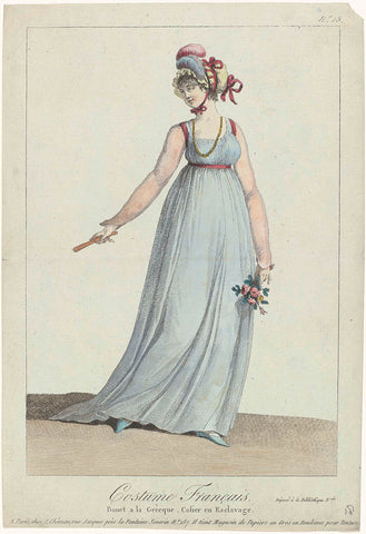 Costume Français, then Nouveau Costume Parisien 1799-1810, No. 13 : Bonet a la Grècqu (...), anonymous, 1799 - 1810 Canvas Print