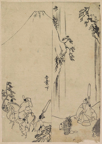 Rider with consequence and greeting of the daimyo, Katsushika Hokusai (possibly), 1800 - 1900 Canvas Print