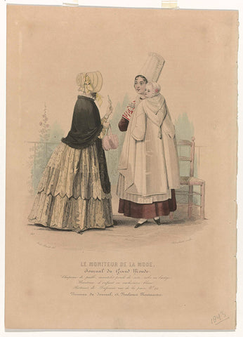 Le Moniteur de la Mode, 1843, No. 6 : Chapeau de paill (...), Auguste Jean Baptiste Marie, II Blanchard, 1843 Canvas Print