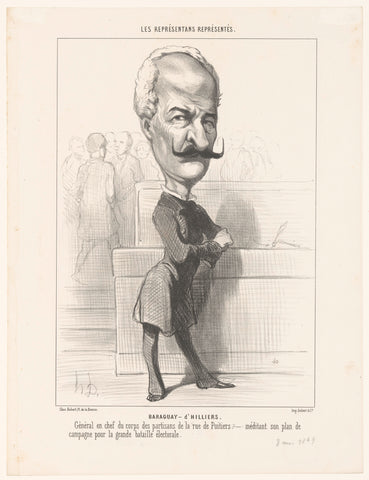 Karikatuur van Achille, comte Baraguay d'Hilliers, Honoré Daumier, 1849 Canvas Print